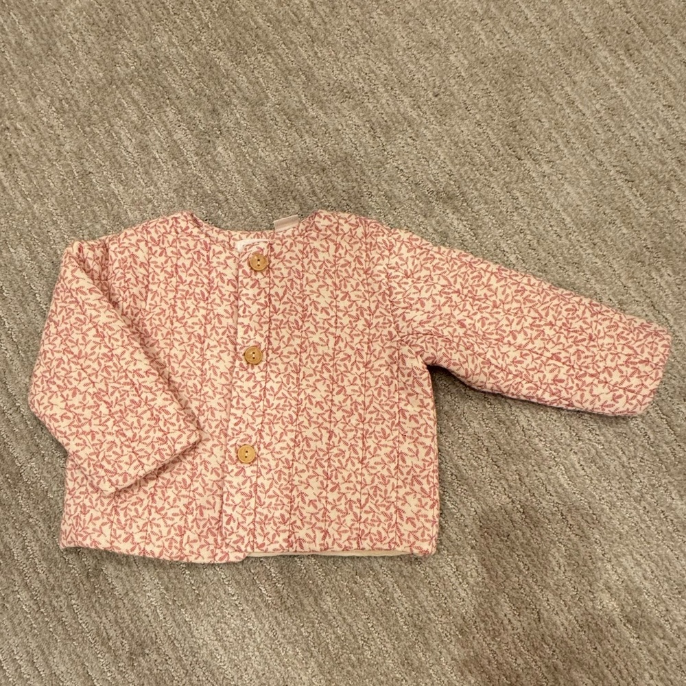 Zara Baby Floral Quilted Pink Jacket